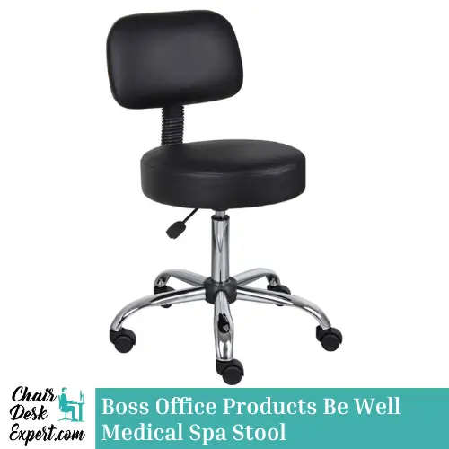 Boss Office Products Be Well Medical Spa Stool with Back in Viny