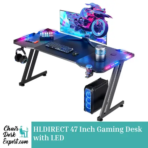 HLDIRECT 47 Inch Gaming Desk with LED
