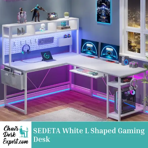 SEDETA White L Shaped Gaming Desk