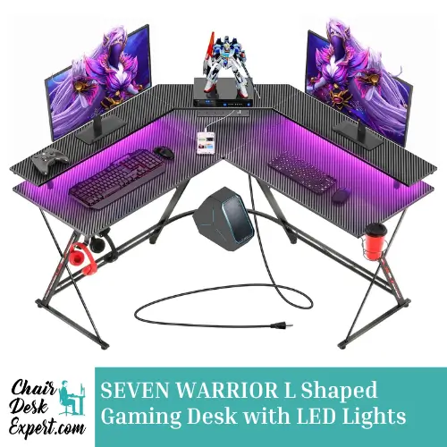 SEVEN WARRIOR L Shaped Gaming Desk with LED Lights