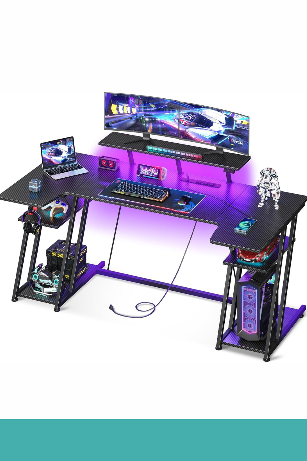 1: MOTPK Gaming Desk with LED Lights​
