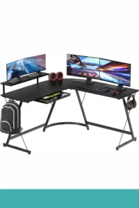 SHW Vista L-Shape Desk with Monitor Stand